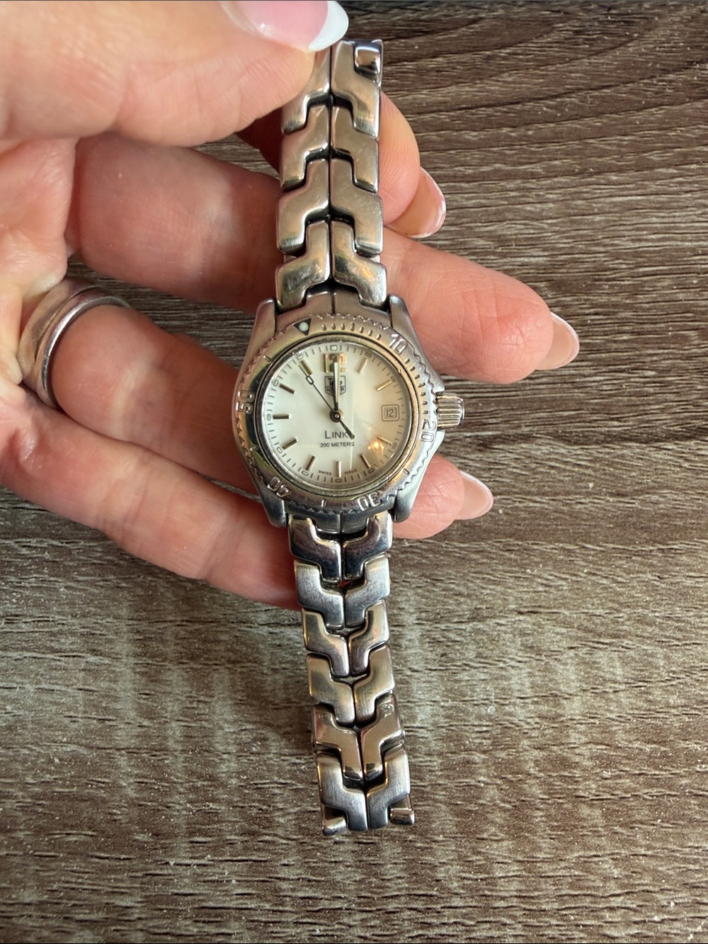 Tag Heuer Silver Link Stainless Steel Women's Watch with mother of pearl dial